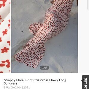 Commense Red Floral Maxi Dress